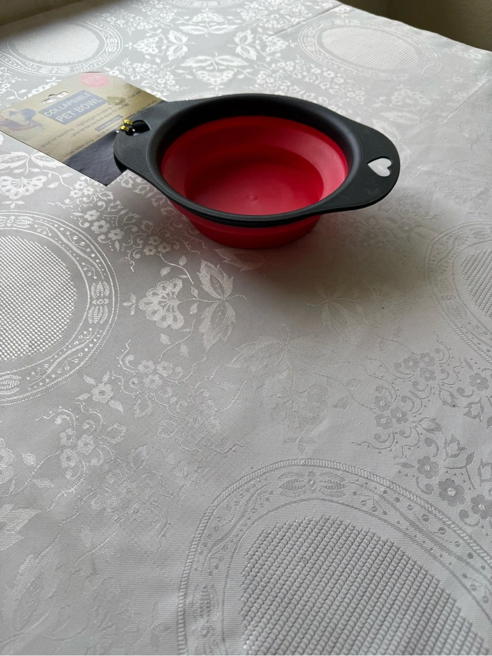 Collapsible Pet Bowl Black and Red BPA Free Lightweight Durable Compact